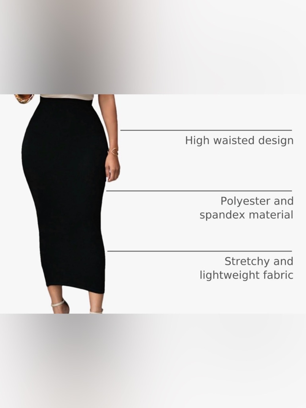 Plus Size Midi Bodycon Skirt - Picture 4 of 4